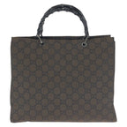 Gucci Bamboo GG Pattern Brown Silver Nylon 002 Tote — view 2