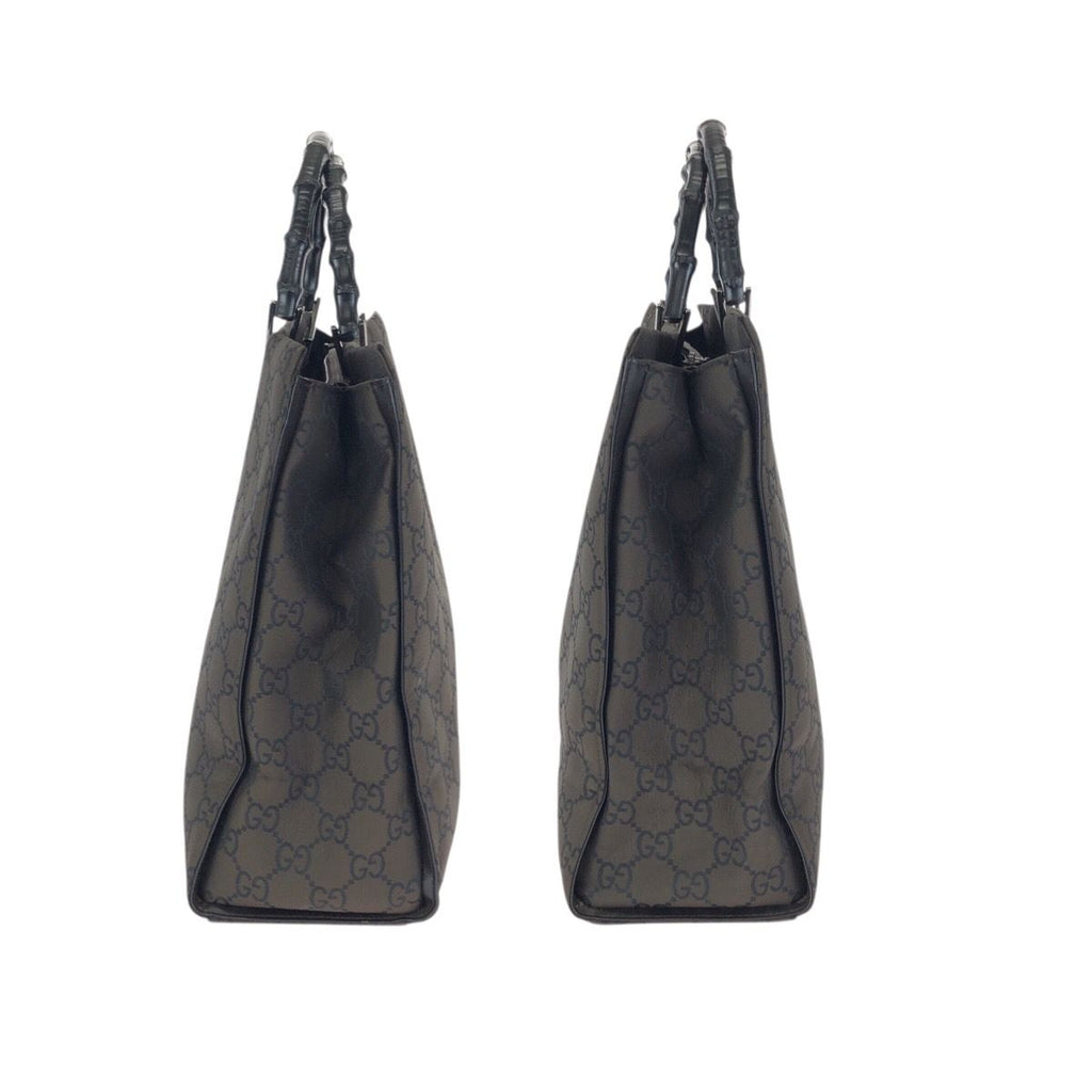 Gucci Bamboo GG Pattern Brown Silver Nylon 002 Tote — view 6