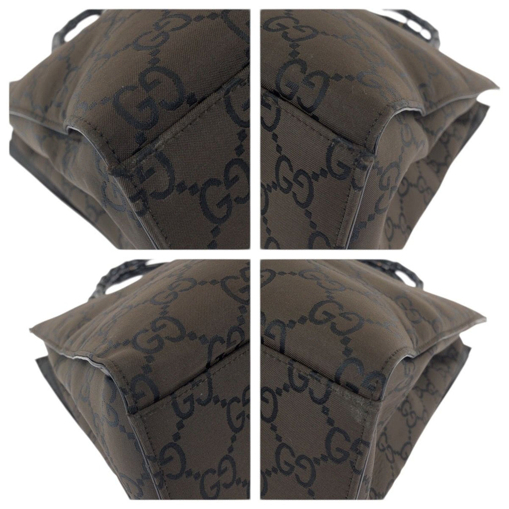 Gucci Bamboo GG Pattern Brown Silver Nylon 002 Tote — view 3