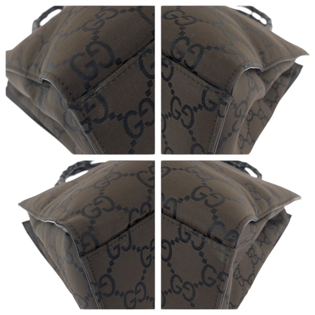 Gucci Bamboo GG Pattern Brown Silver Nylon 002 Tote — view 3