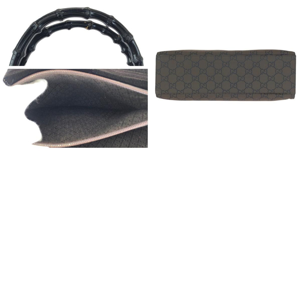 Gucci Bamboo GG Pattern Brown Silver Nylon 002 Tote — view 9