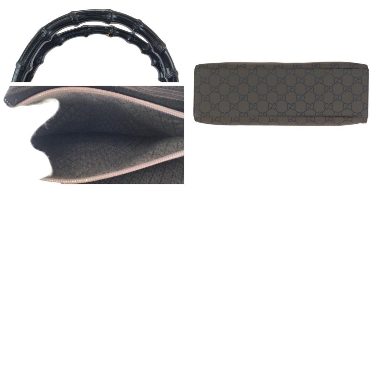 Gucci Bamboo GG Pattern Brown Silver Nylon 002 Tote — view 9