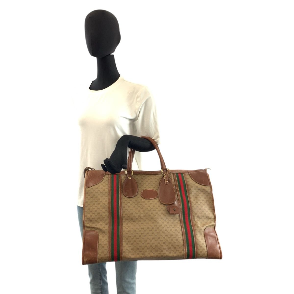 Gucci Vintage Micro GG Sherry Line Brown Boston Bag — view 7