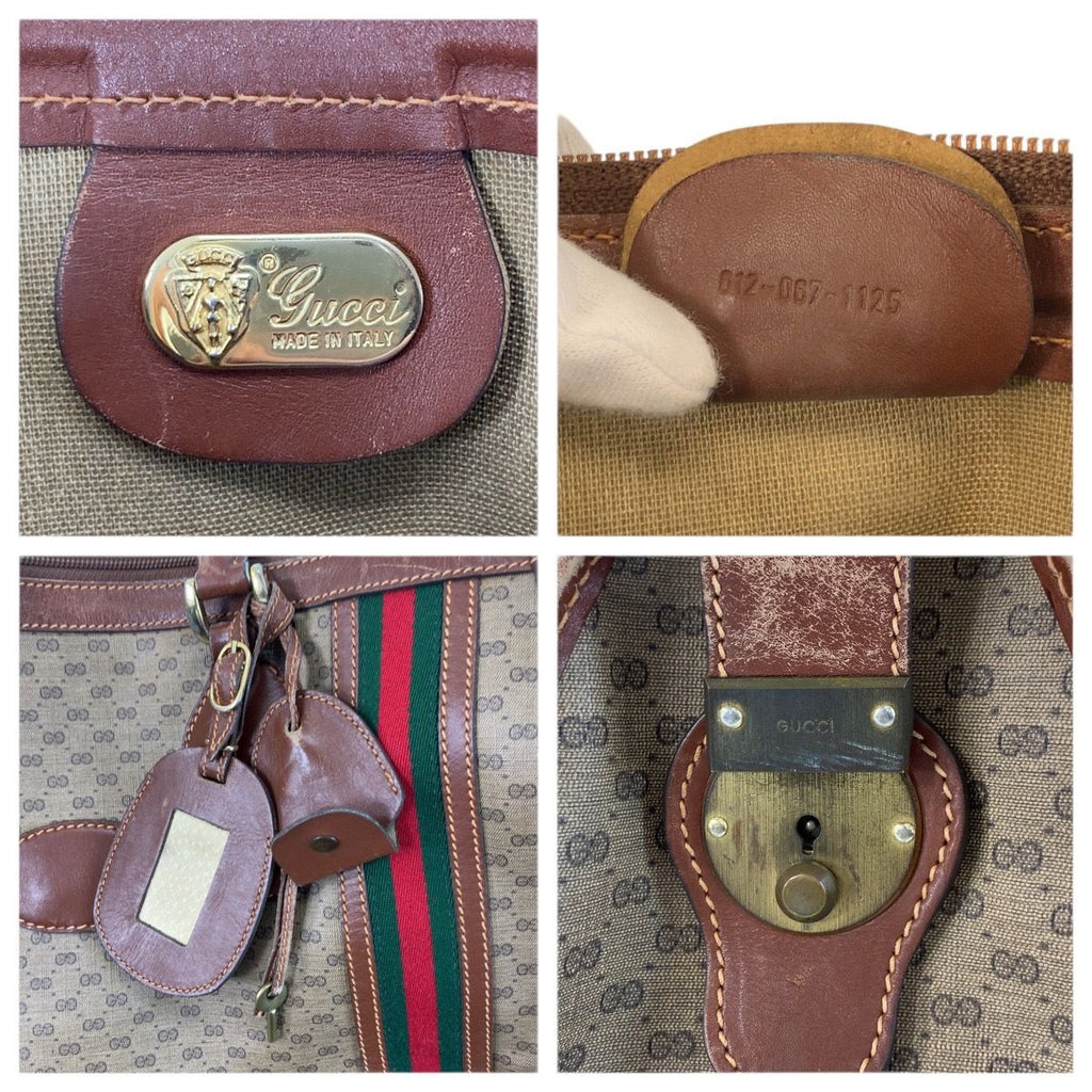 Gucci Vintage Micro GG Sherry Line Brown Boston Bag — view 3
