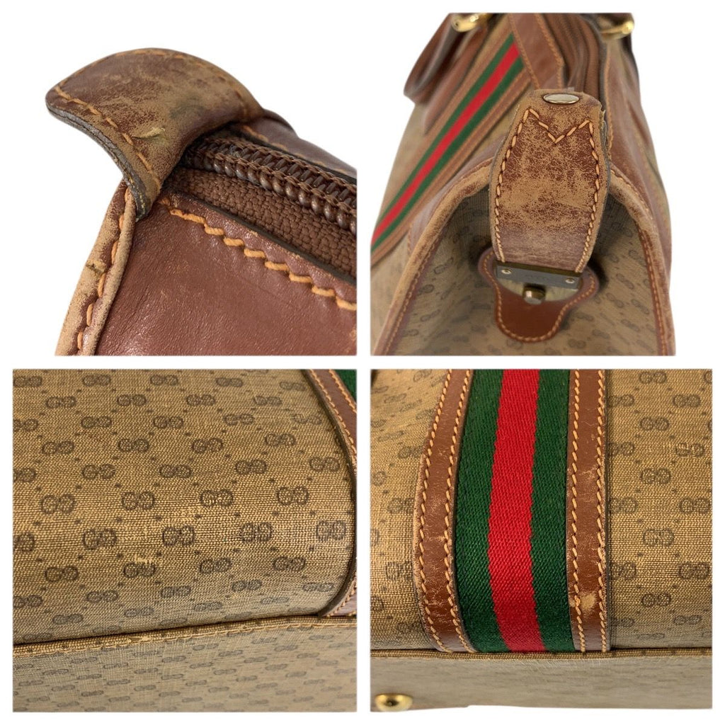 Gucci Vintage Micro GG Sherry Line Brown Boston Bag — view 6