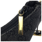 Gucci Black Gold GG Canvas Leather Handbag Pouch — view 5