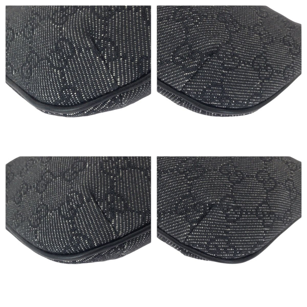 Gucci Black Gold GG Canvas Leather Handbag Pouch — view 3