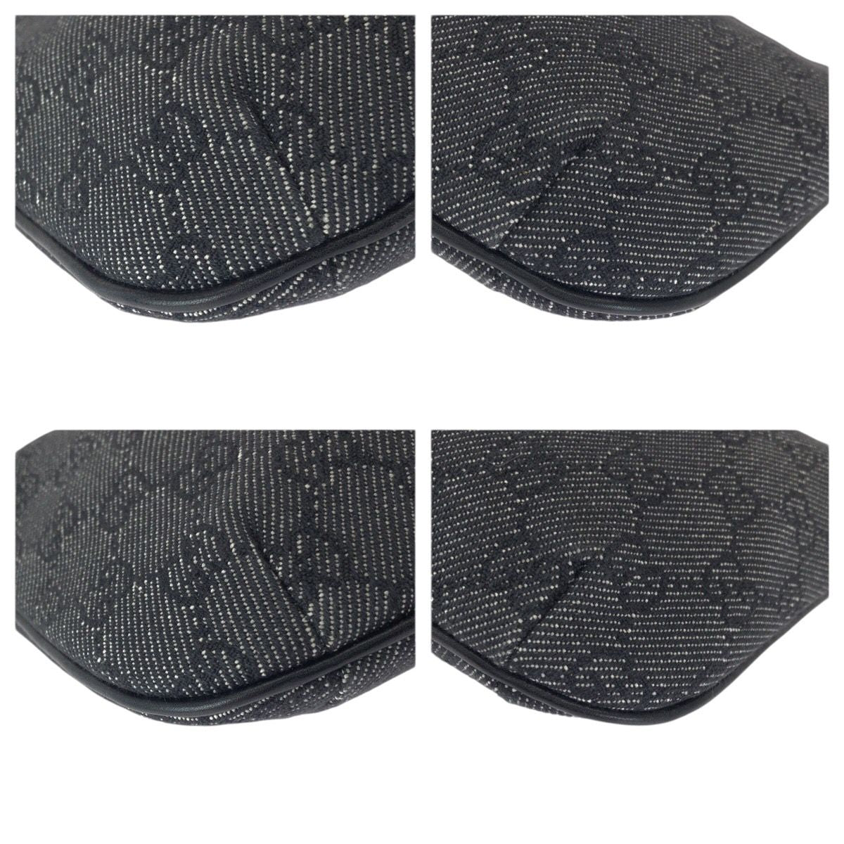Gucci Black Gold GG Canvas Leather Handbag Pouch — view 3