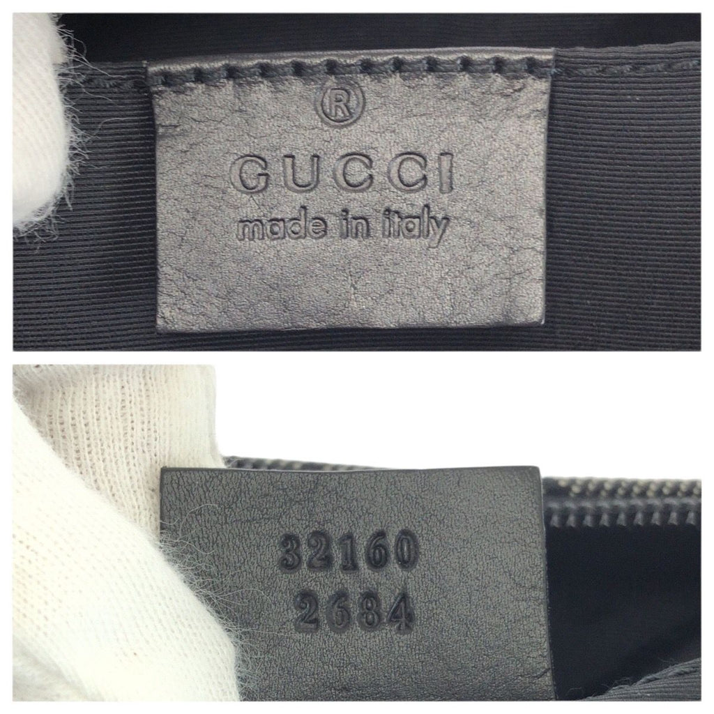 Gucci Black Gold GG Canvas Leather Handbag Pouch — view 4