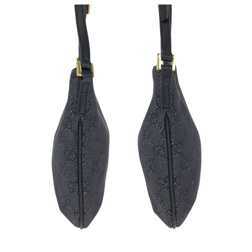 Gucci Black Gold GG Canvas Leather Handbag Pouch — view 8
