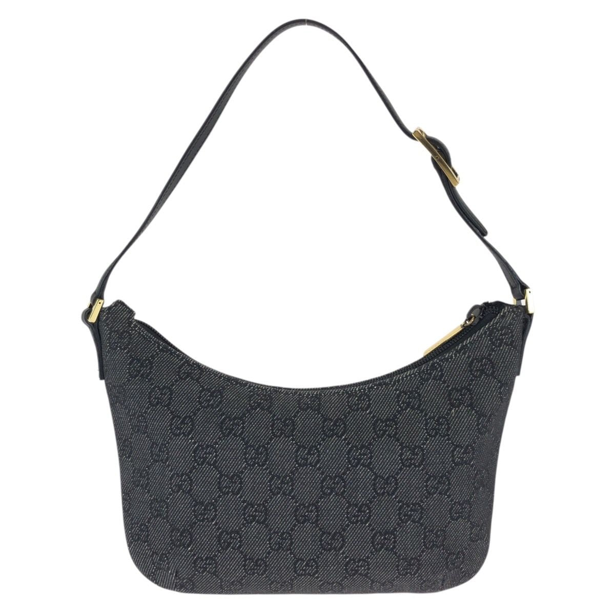 Gucci Black Gold GG Canvas Leather Handbag Pouch — view 2