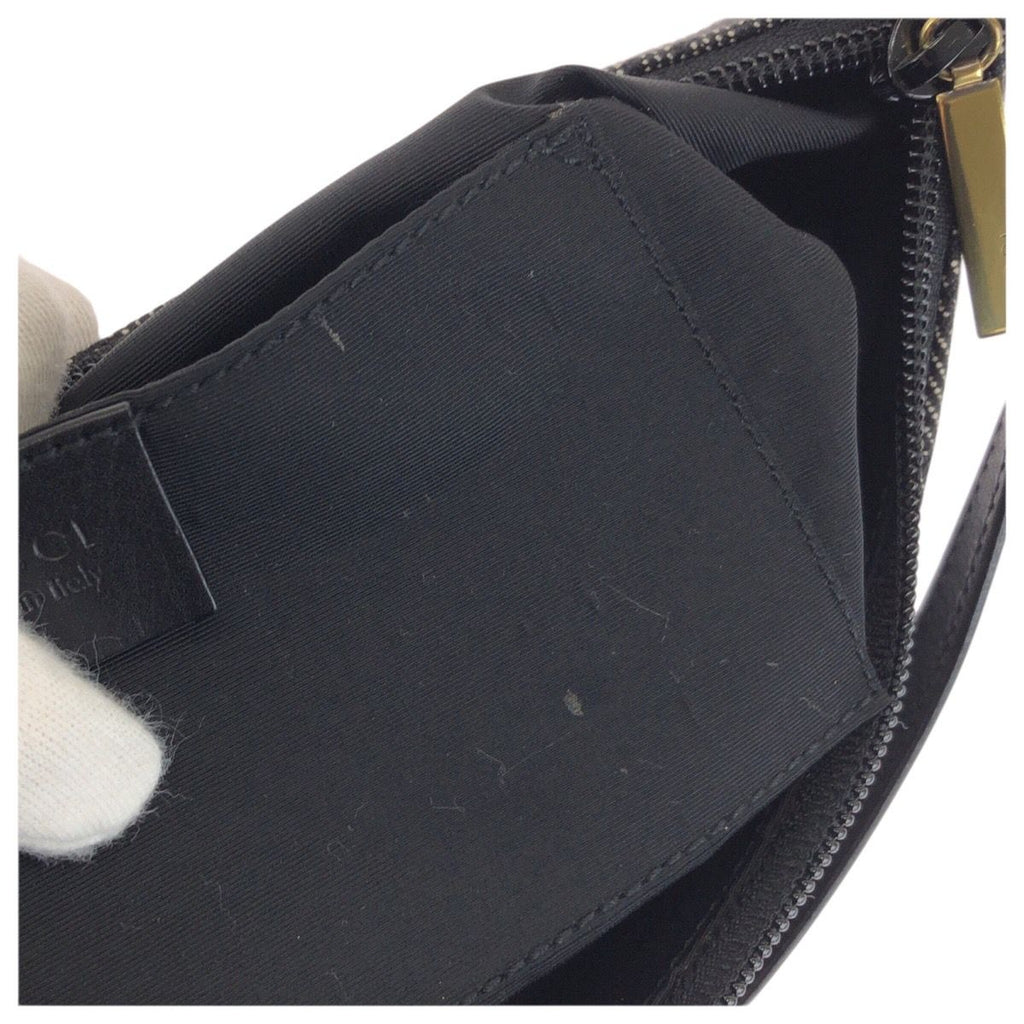 Gucci Black Gold GG Canvas Leather Handbag Pouch — view 6