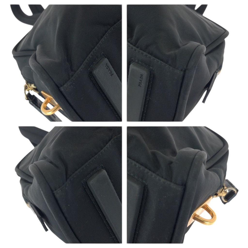 Prada Tessuto Black Gold Nylon Tote Mini Boston Bag — view 3