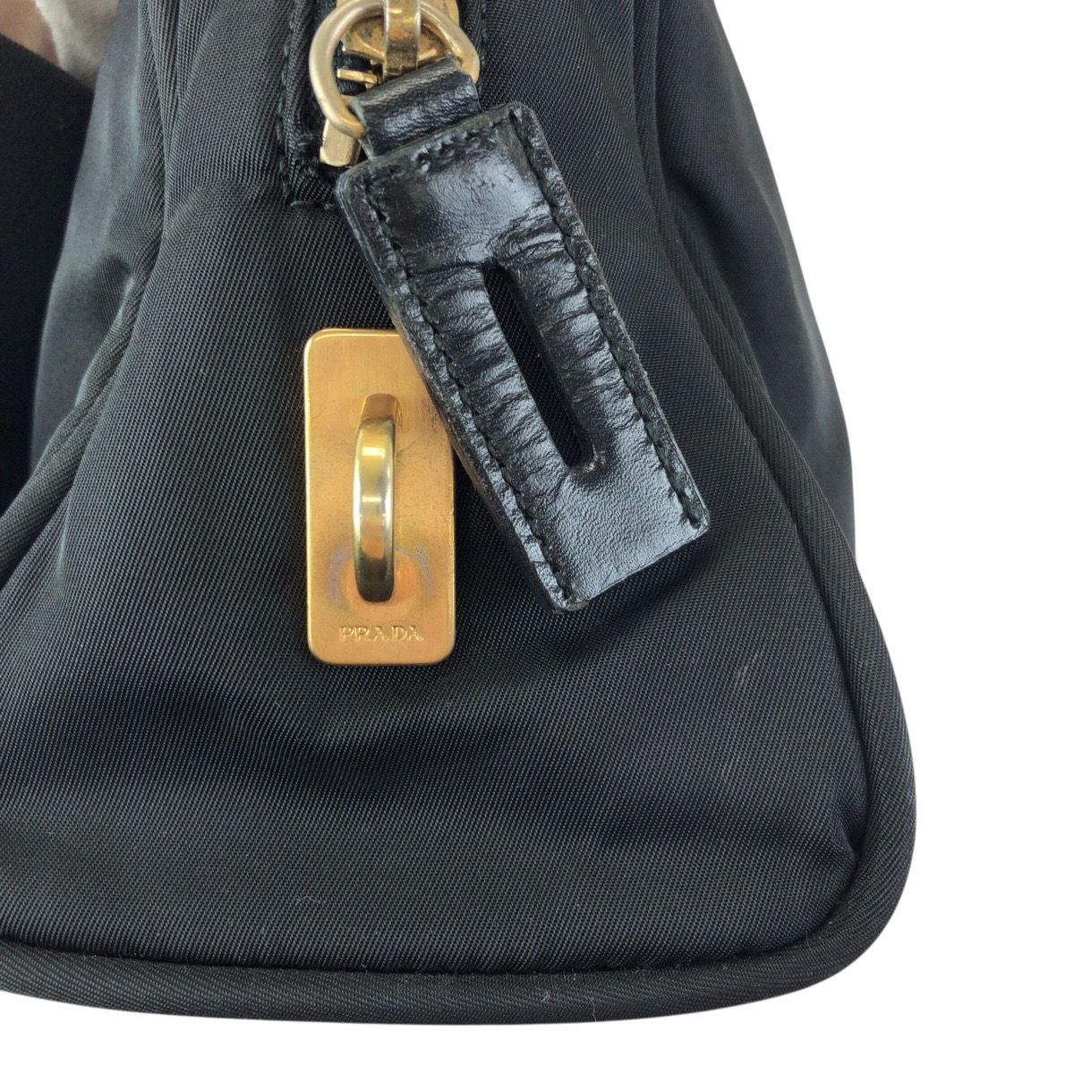 Prada Tessuto Black Gold Nylon Tote Mini Boston Bag — view 5
