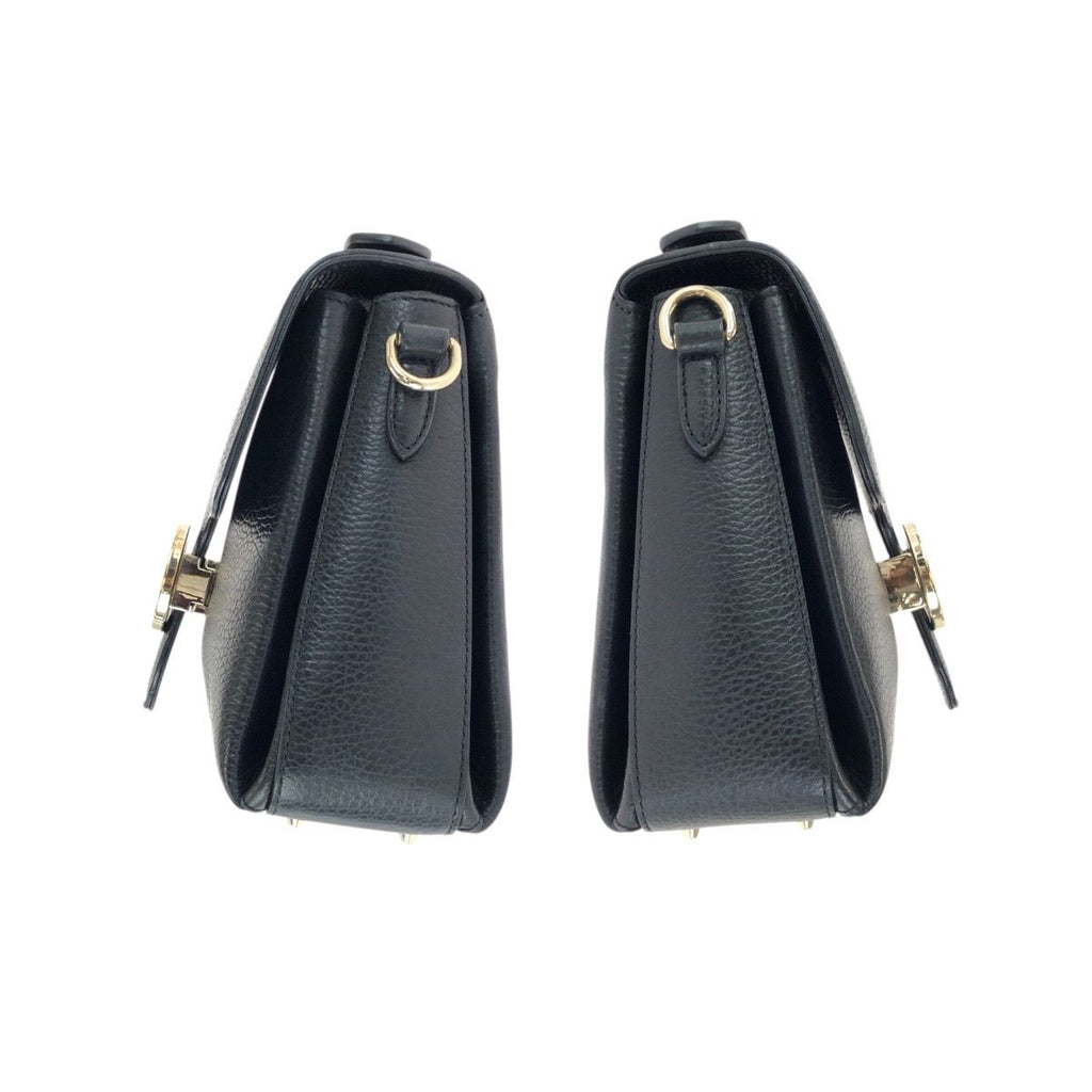 Gucci Interlocking 2-Way Black Gold Leather Chain Shoulder Bag — view 8