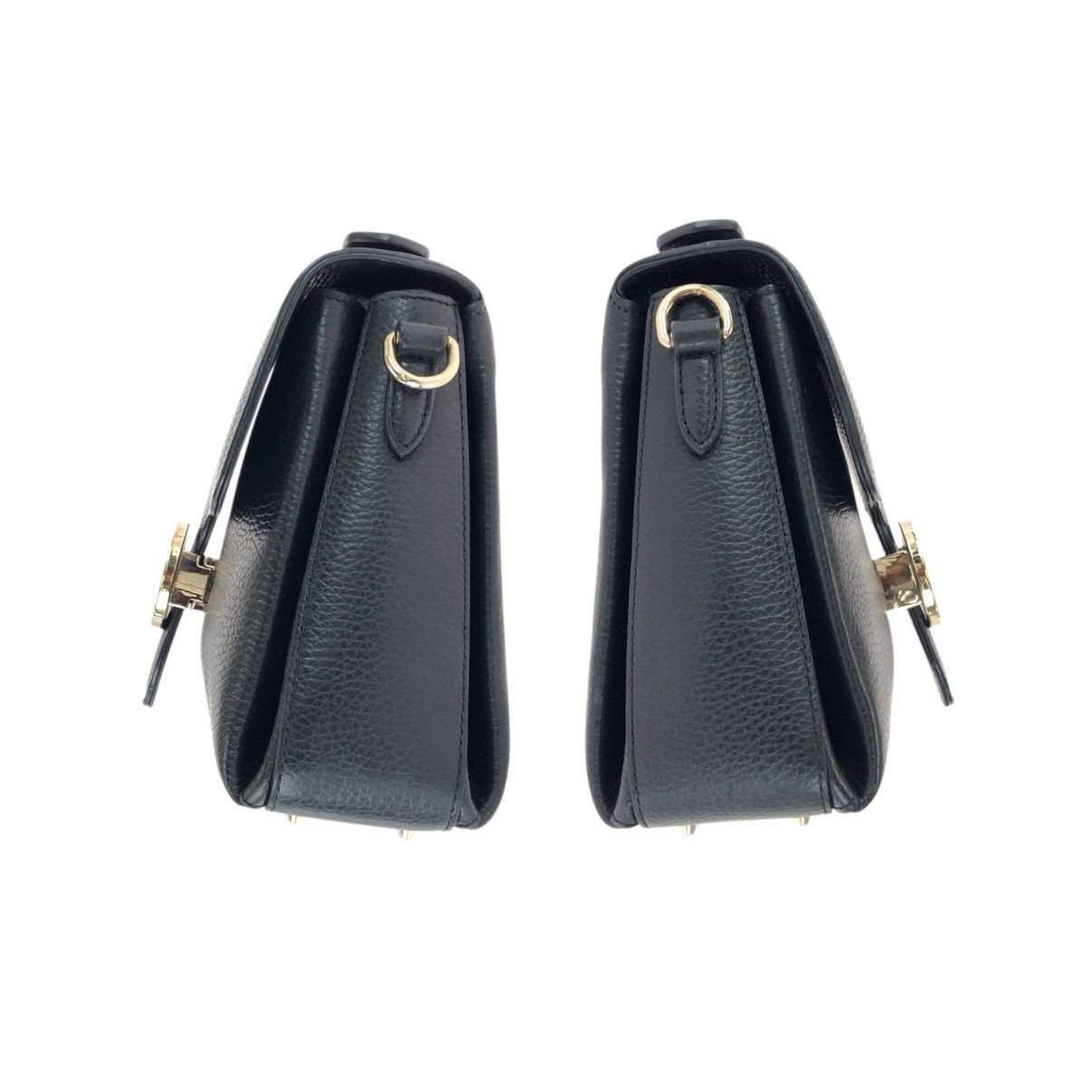 Gucci Interlocking 2-Way Black Gold Leather Chain Shoulder Bag — view 8