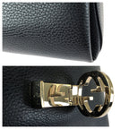 Gucci Interlocking 2-Way Black Gold Leather Chain Shoulder Bag — view 6