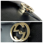 Gucci Interlocking 2-Way Black Gold Leather Chain Shoulder Bag — view 5
