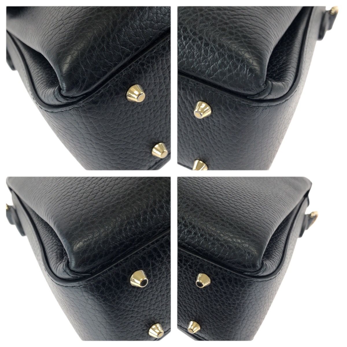 Gucci Interlocking 2-Way Black Gold Leather Chain Shoulder Bag — view 3