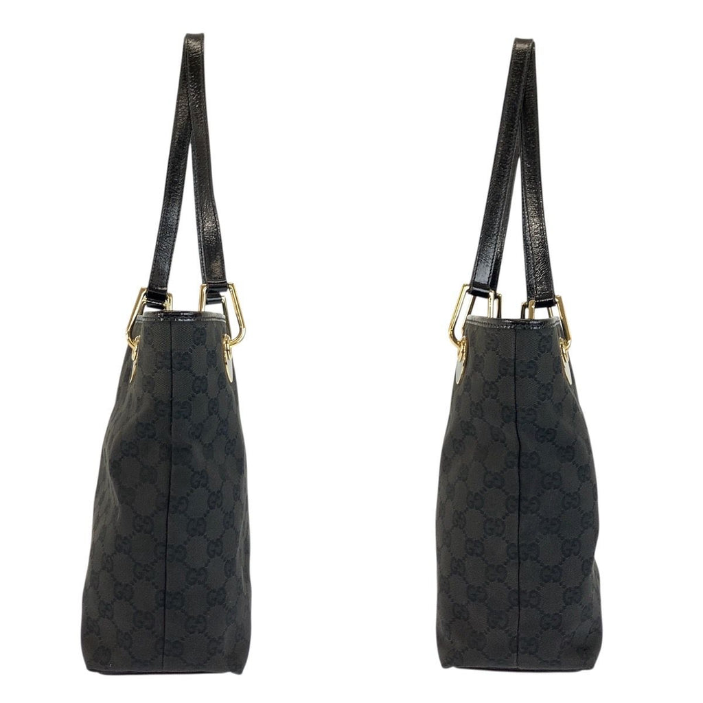 Gucci Black Gold GG Canvas Tote Shoulder Bag — view 7