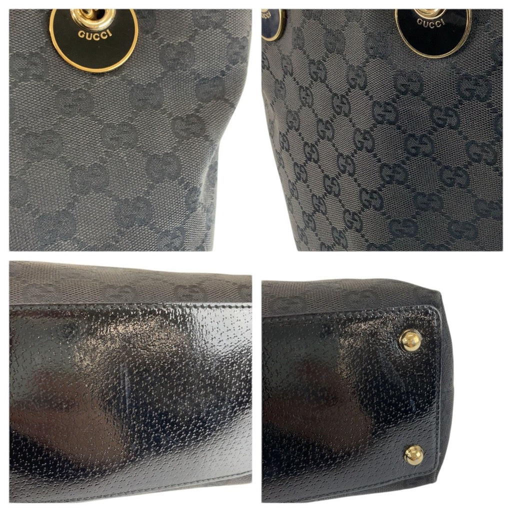 Gucci Black Gold GG Canvas Tote Shoulder Bag — view 5
