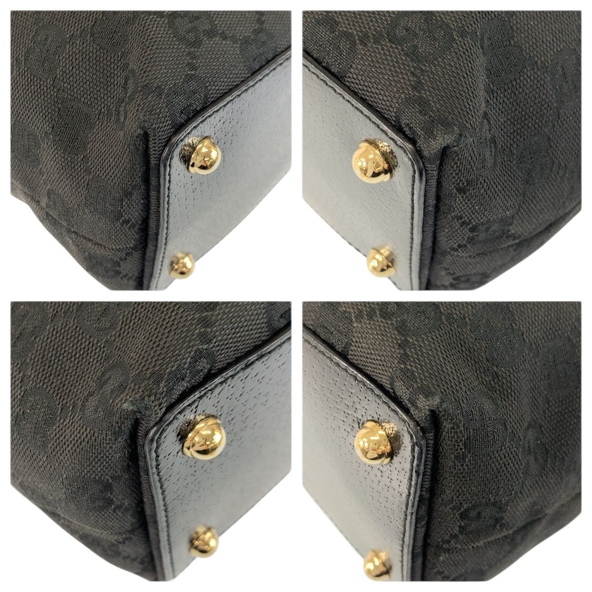 Gucci Black Gold GG Canvas Tote Shoulder Bag — view 4