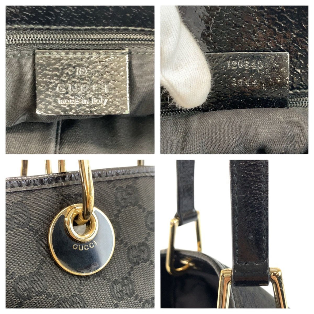 Gucci Black Gold GG Canvas Tote Shoulder Bag — view 3