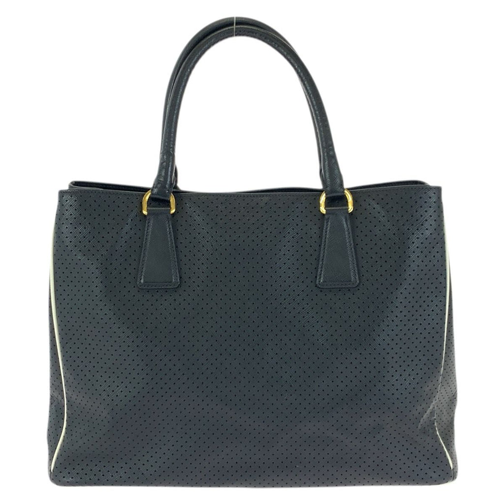 Prada Saffiano Perforated Black Gold Leather Tote — view 2