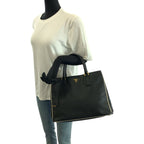 Prada Saffiano Perforated Black Gold Leather Tote — view 7