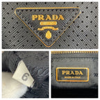 Prada Saffiano Perforated Black Gold Leather Tote — view 4