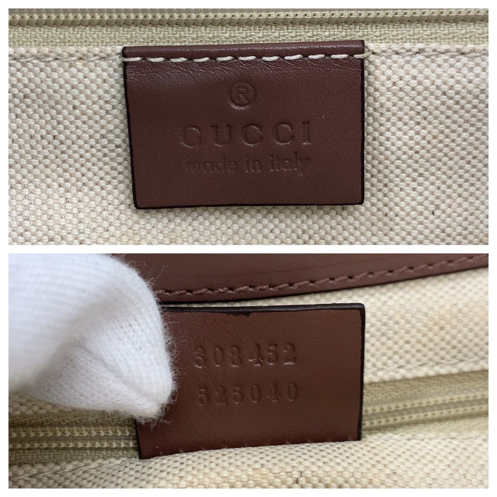 Gucci Ski Brown Beige Gold GG Canvas Leather Shoulder Bag Pochette — view 3