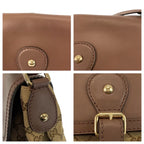 Gucci Ski Brown Beige Gold GG Canvas Leather Shoulder Bag Pochette — view 6