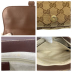 Gucci Ski Brown Beige Gold GG Canvas Leather Shoulder Bag Pochette — view 5