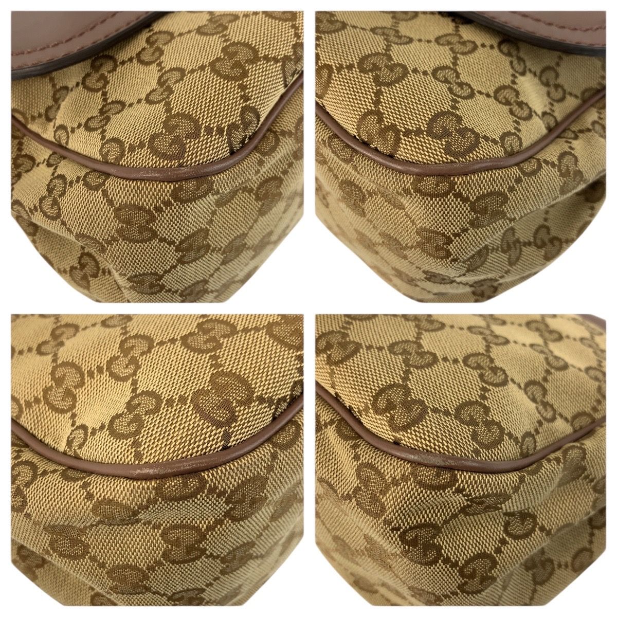 Gucci Ski Brown Beige Gold GG Canvas Leather Shoulder Bag Pochette — view 4