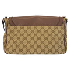 Gucci Ski Brown Beige Gold GG Canvas Leather Shoulder Bag Pochette — view 2