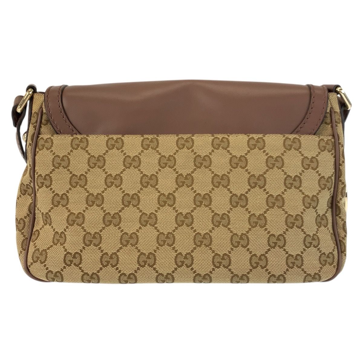 Gucci Ski Brown Beige Gold GG Canvas Leather Shoulder Bag Pochette — view 2