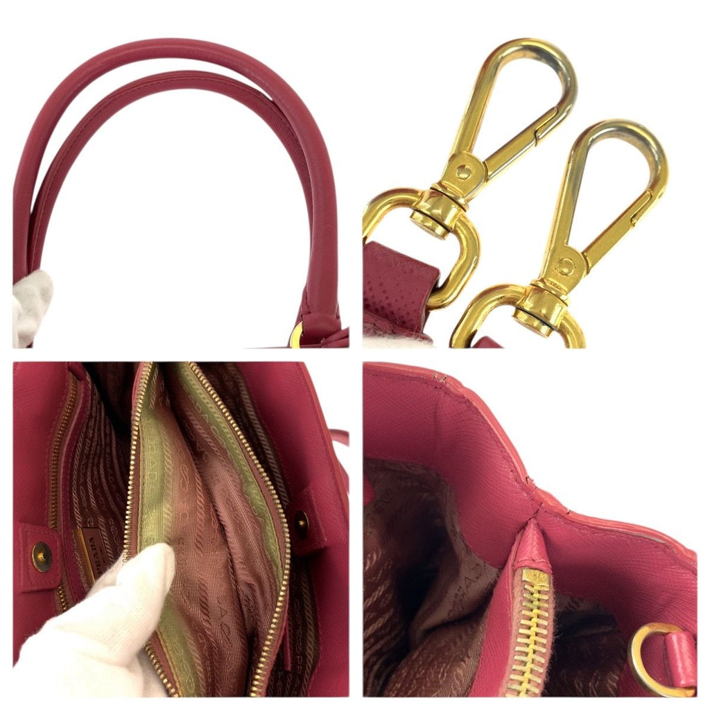 Prada Saffiano Galleria 2-Way Pink Gold Leather Shoulder Bag — view 6