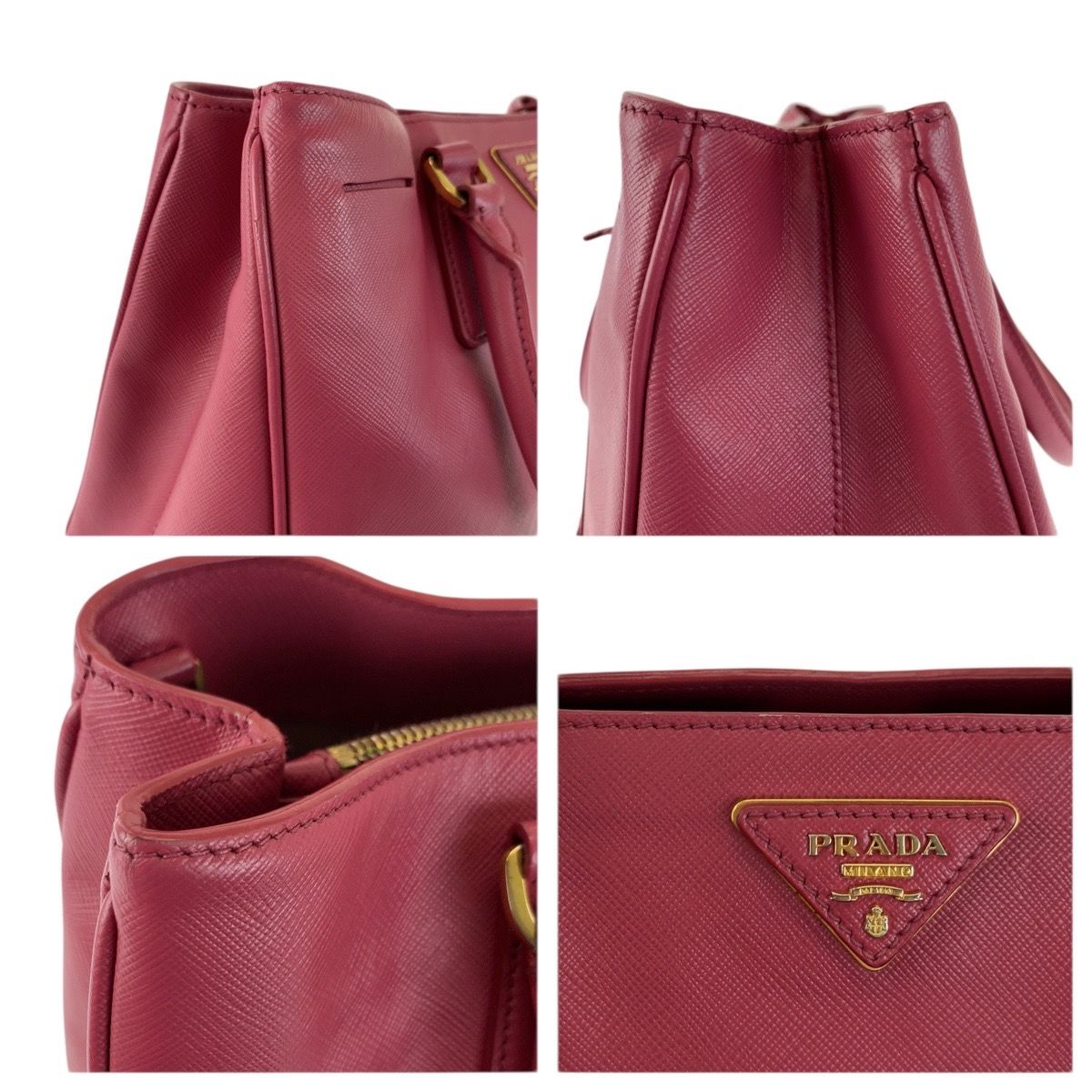 Prada Saffiano Galleria 2-Way Pink Gold Leather Shoulder Bag — view 5