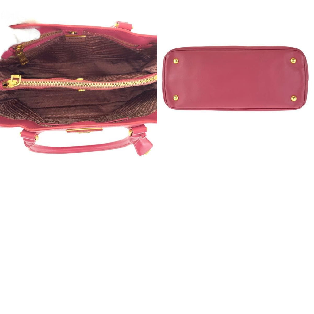Prada Saffiano Galleria 2-Way Pink Gold Leather Shoulder Bag — view 9
