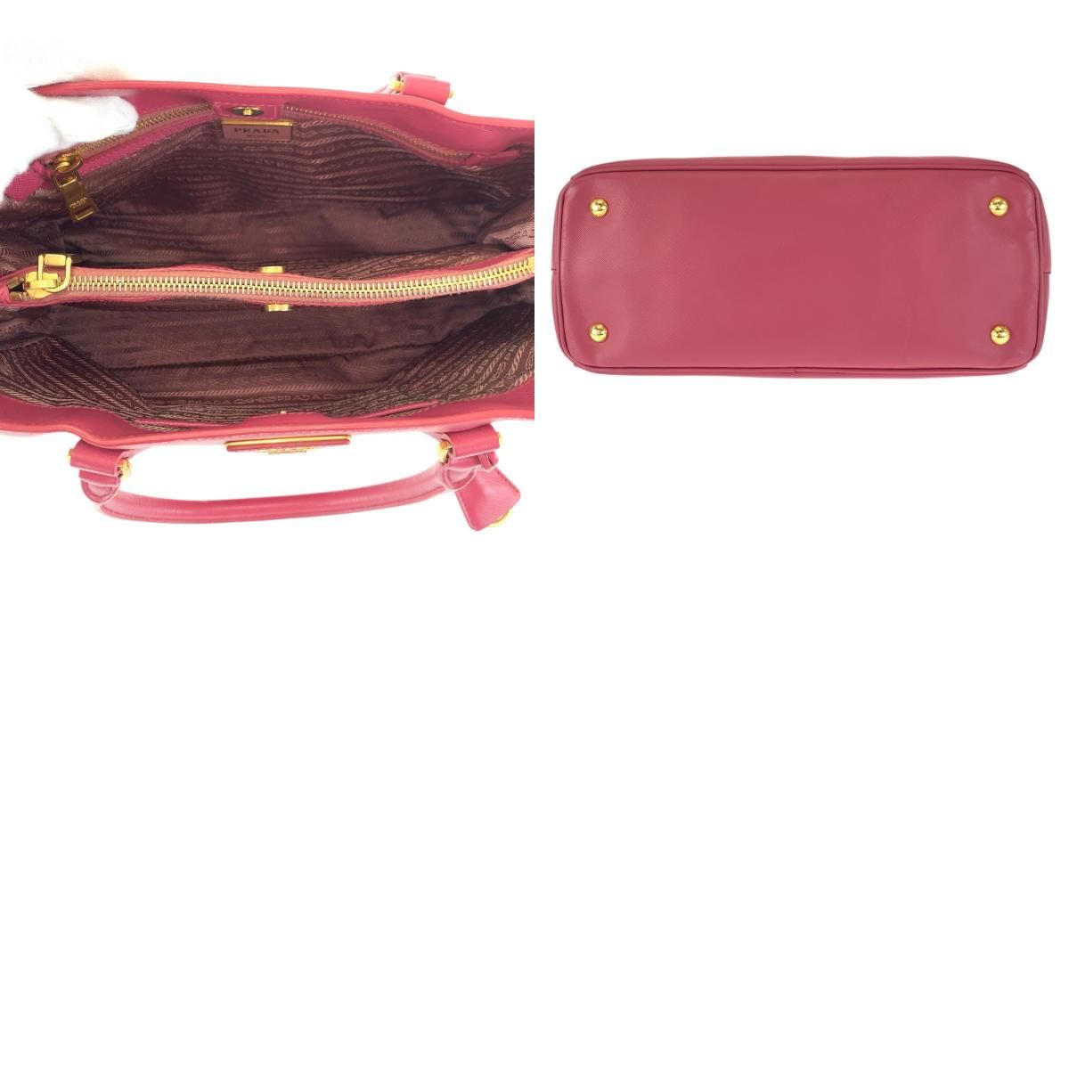 Prada Saffiano Galleria 2-Way Pink Gold Leather Shoulder Bag — view 9