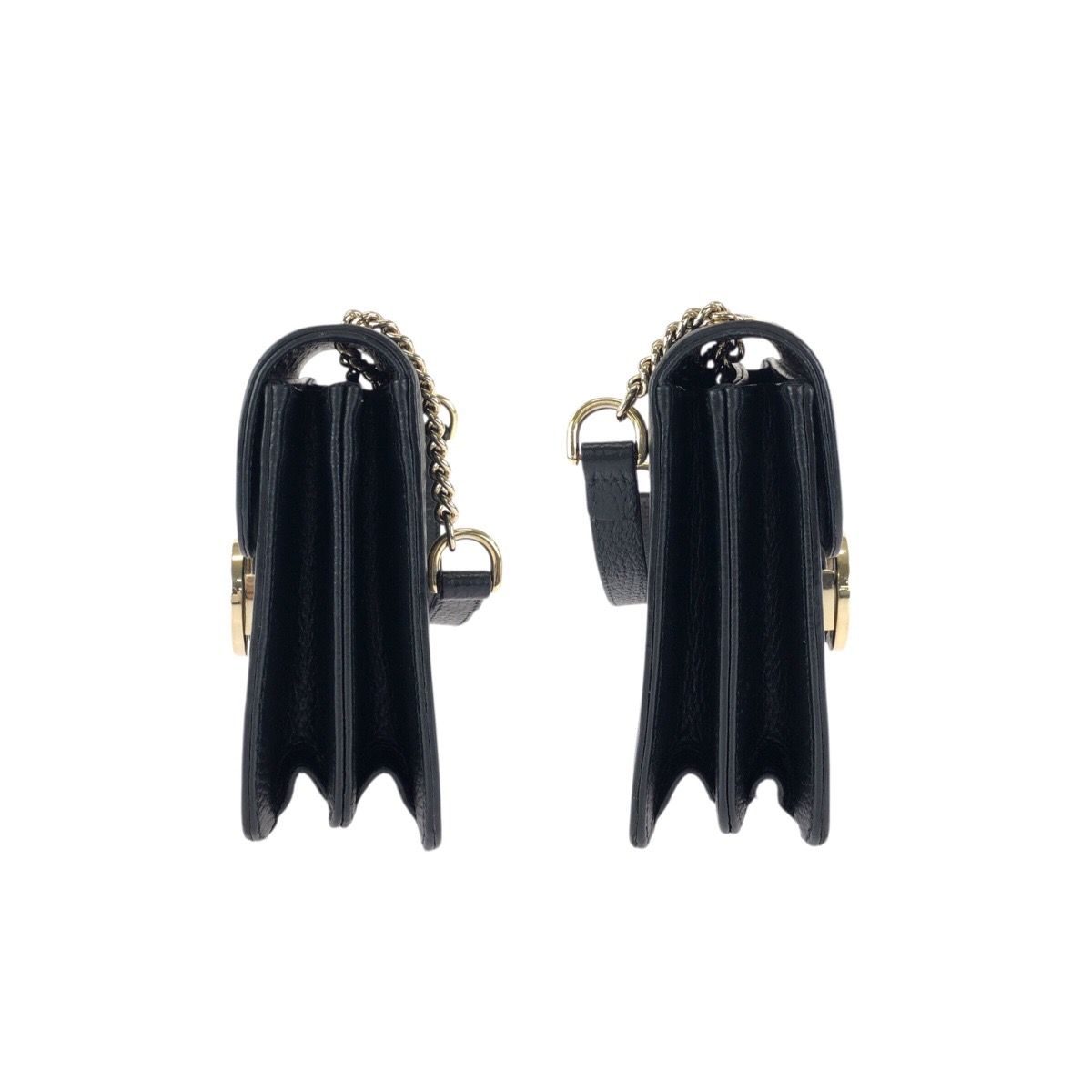 Gucci Interlocking Black Gold Leather Chain Shoulder Bag — view 8