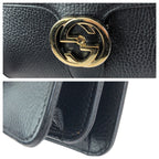 Gucci Interlocking Black Gold Leather Chain Shoulder Bag — view 5
