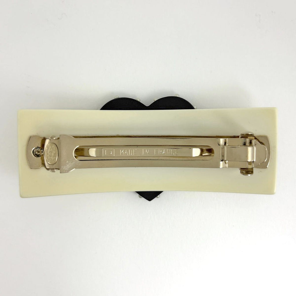 Chanel Coco Barrette Heart Plastic White Hair Accessory — view 2