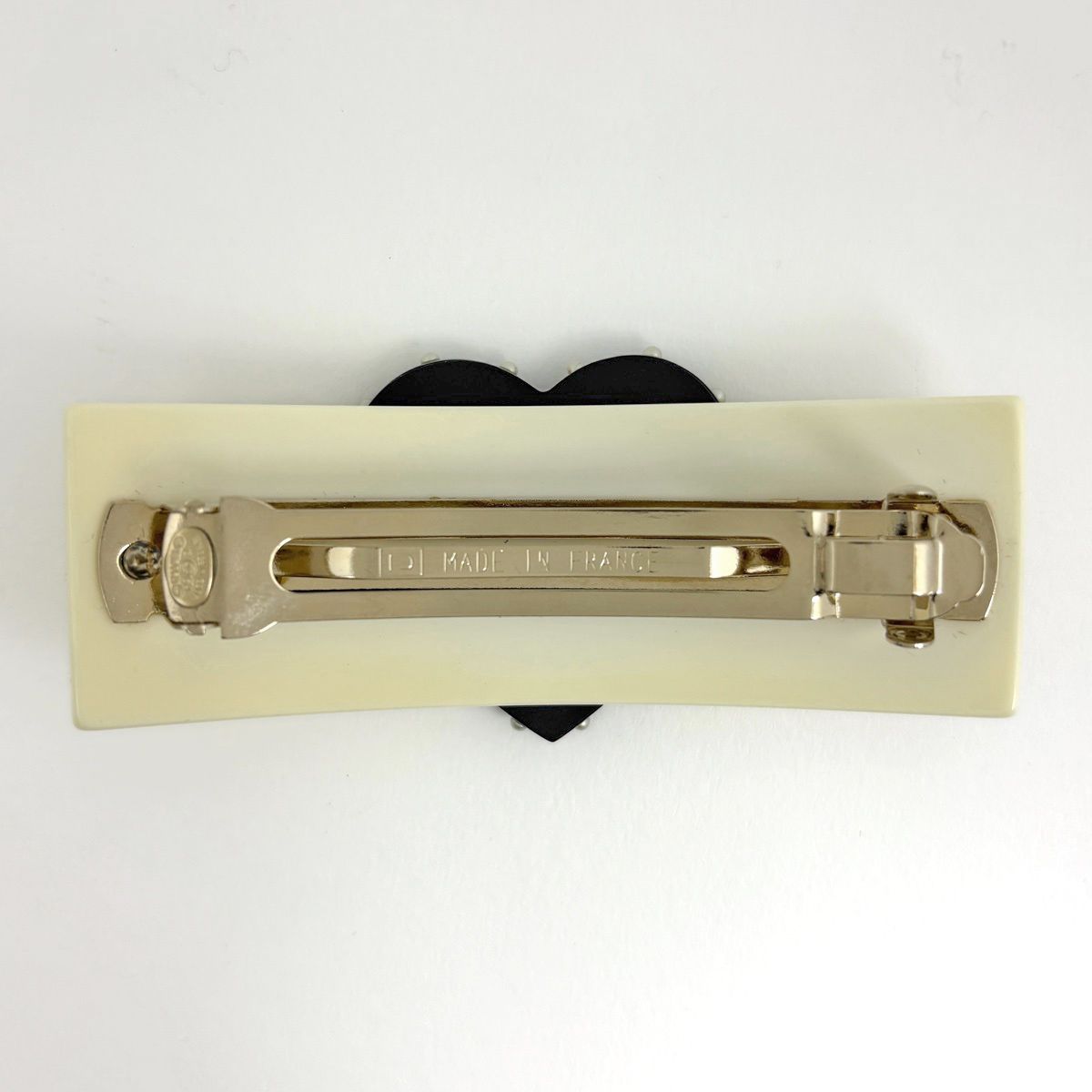 Chanel Coco Barrette Heart Plastic White Hair Accessory — view 2