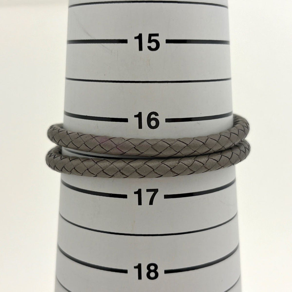Hermes Jumbo Bracelet Bangles 2 Rows Choker Leather Gray Gold — view 5