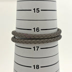 Hermes Jumbo Bracelet Bangles 2 Rows Choker Leather Gray Gold — view 5