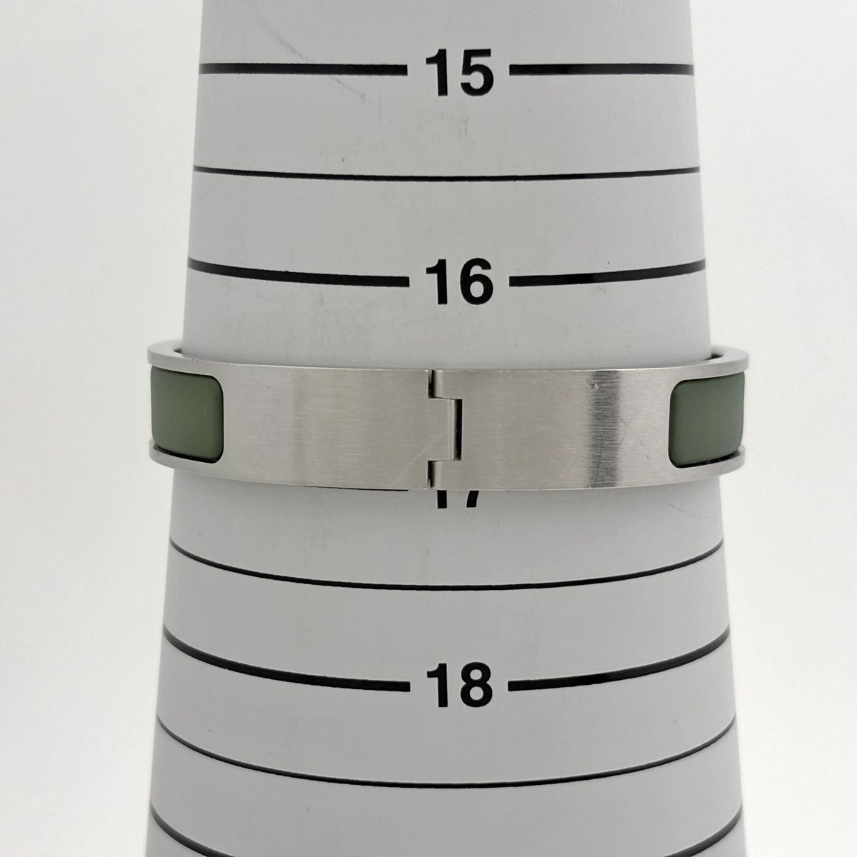 Hermes Click Enamel Bracelet Clic Clac Bangle Silver Plated Green — view 4