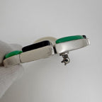 Chanel Faux Pearl Brooch CC Logo Metal Silver Green Black — view 4