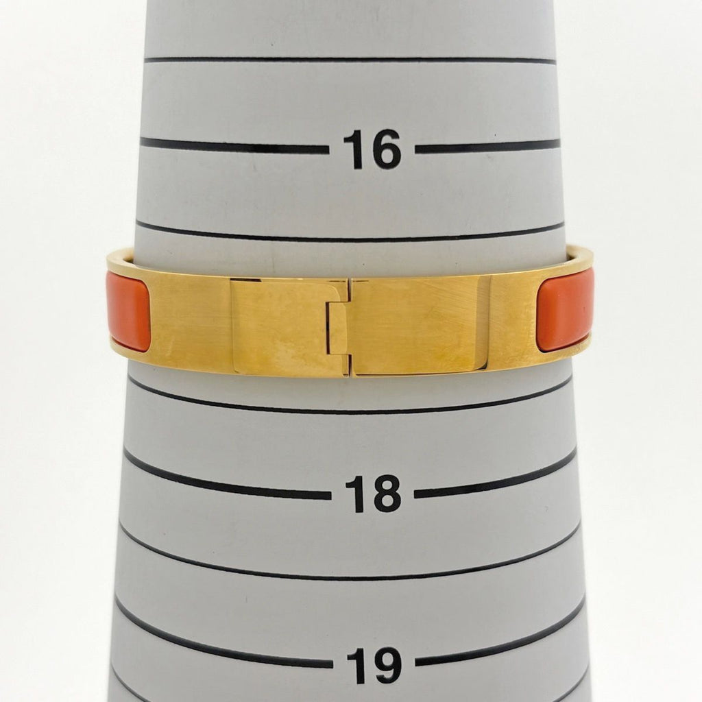 Hermes Clic Enamel Bracelet Clac Bangle Gold Plated Orange — view 5