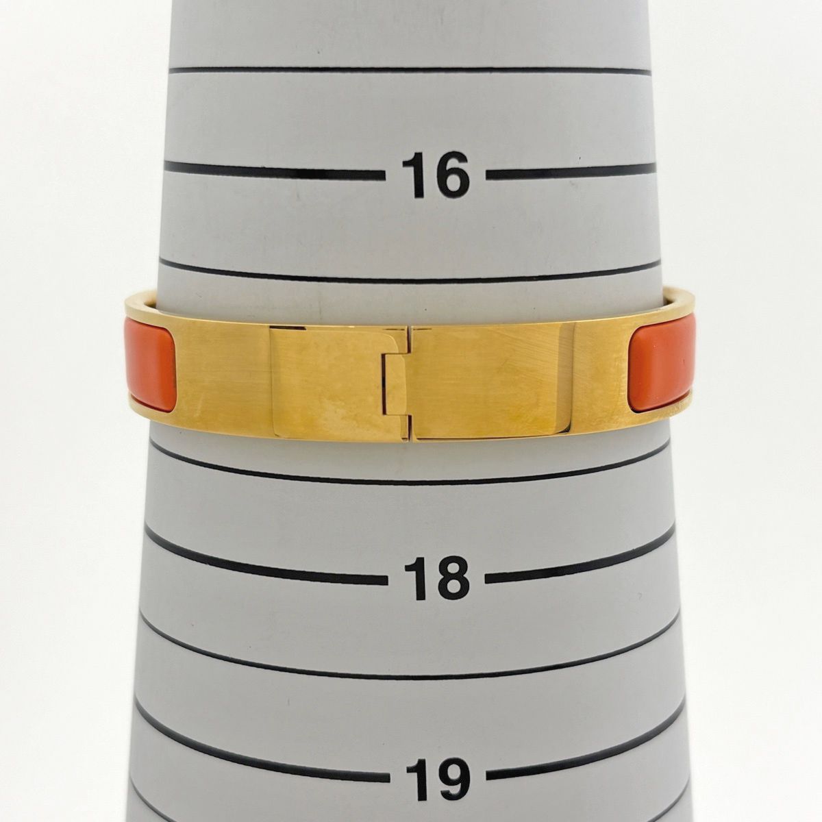 Hermes Clic Enamel Bracelet Clac Bangle Gold Plated Orange — view 5